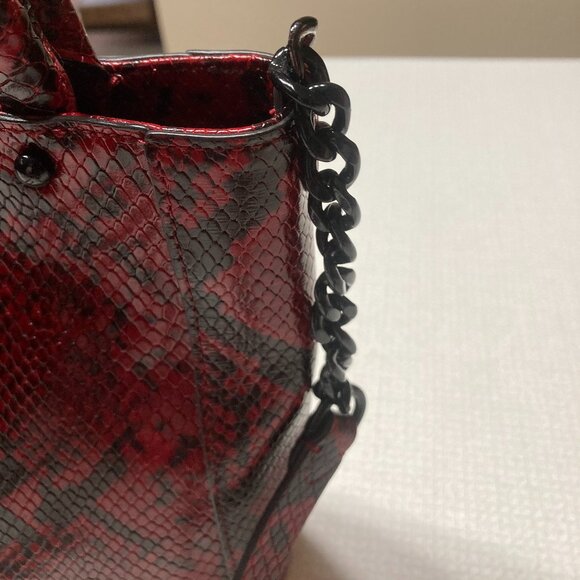 NWOT Rebecca Minkoff Red & Black Snake Embossed Leather Crossbody/Satchel - Picture 7 of 12